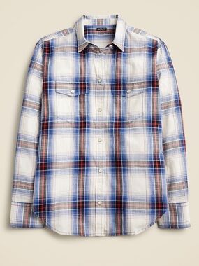 J Crew garçon classic fit plaid western snap shirt womens sz 8